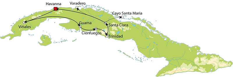 CU RUNDREISE Corazon de Cuba Map