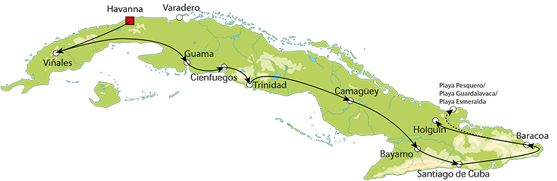 CU RUNDREISE Manejando Cuba Map